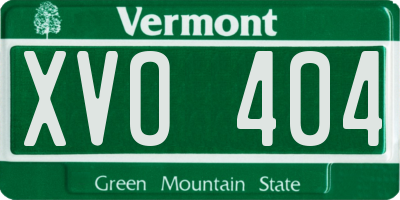 VT license plate XVO404