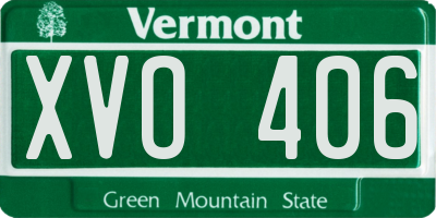 VT license plate XVO406