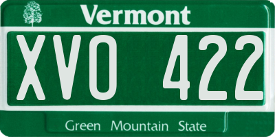 VT license plate XVO422