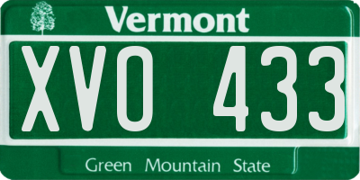 VT license plate XVO433