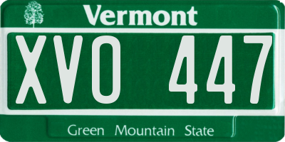 VT license plate XVO447