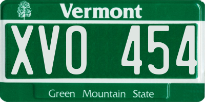 VT license plate XVO454