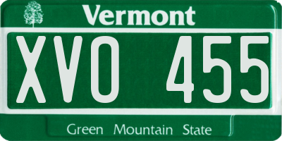 VT license plate XVO455