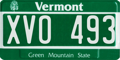 VT license plate XVO493
