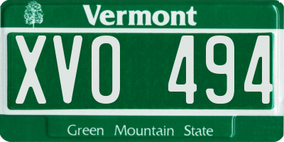 VT license plate XVO494