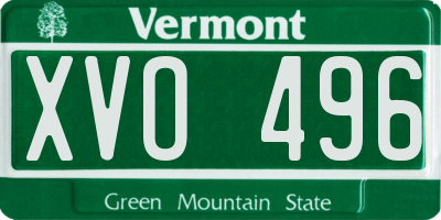VT license plate XVO496