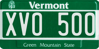 VT license plate XVO500