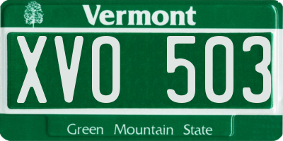 VT license plate XVO503