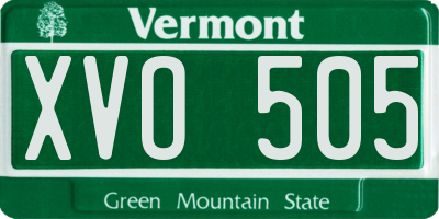 VT license plate XVO505