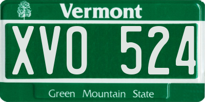 VT license plate XVO524