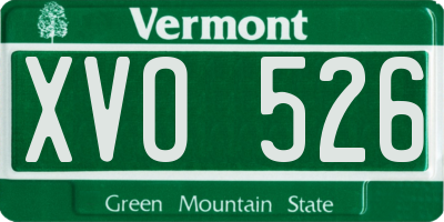 VT license plate XVO526