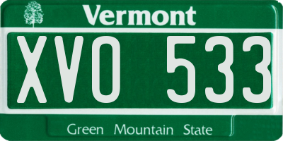 VT license plate XVO533
