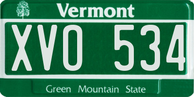 VT license plate XVO534