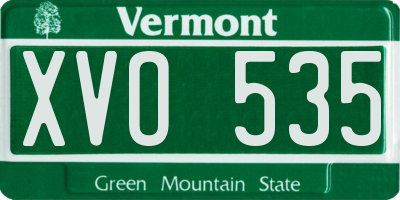 VT license plate XVO535