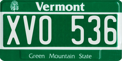 VT license plate XVO536