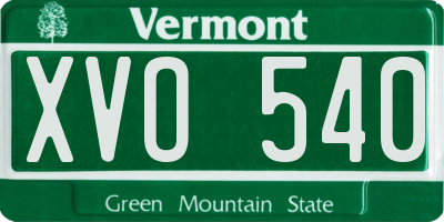 VT license plate XVO540