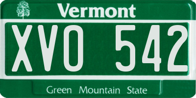 VT license plate XVO542