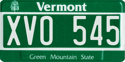 VT license plate XVO545