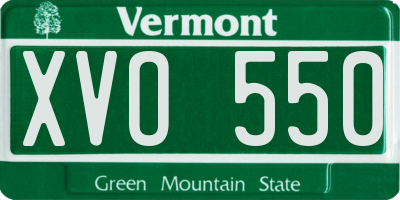 VT license plate XVO550