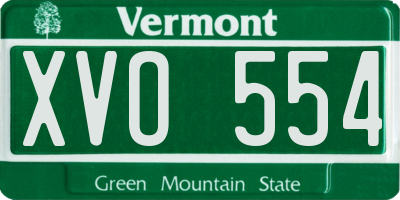 VT license plate XVO554