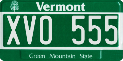 VT license plate XVO555
