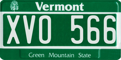 VT license plate XVO566