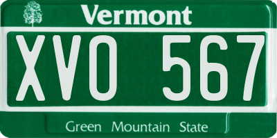 VT license plate XVO567
