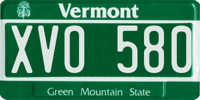 VT license plate XVO580