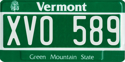 VT license plate XVO589