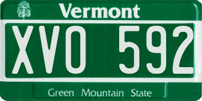 VT license plate XVO592
