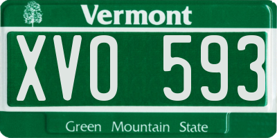VT license plate XVO593