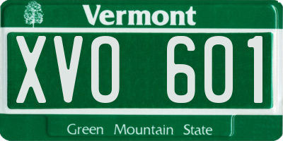 VT license plate XVO601