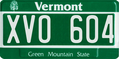 VT license plate XVO604