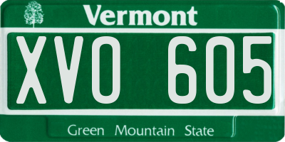 VT license plate XVO605