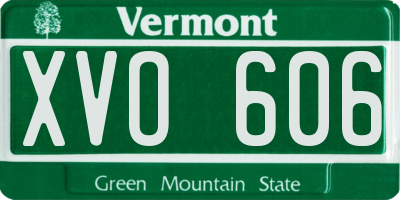 VT license plate XVO606
