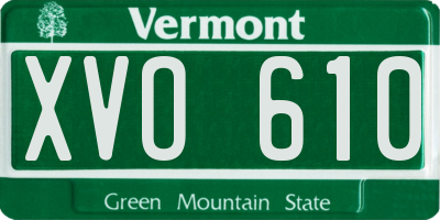 VT license plate XVO610