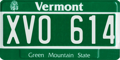 VT license plate XVO614
