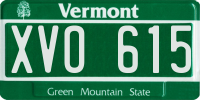 VT license plate XVO615