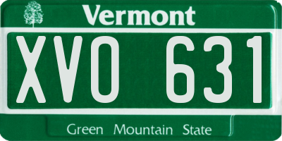 VT license plate XVO631