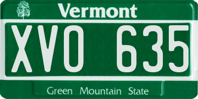 VT license plate XVO635