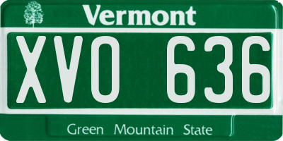 VT license plate XVO636