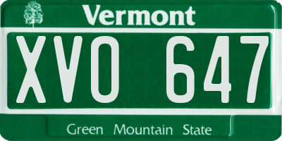 VT license plate XVO647