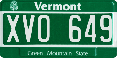 VT license plate XVO649