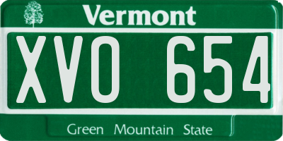 VT license plate XVO654