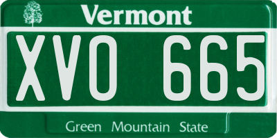VT license plate XVO665