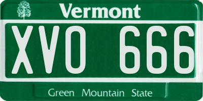 VT license plate XVO666