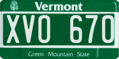 VT license plate XVO670