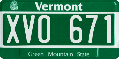 VT license plate XVO671