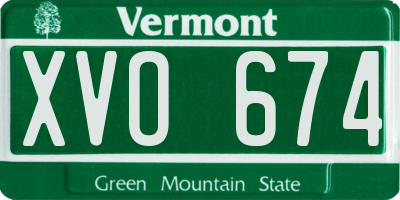 VT license plate XVO674