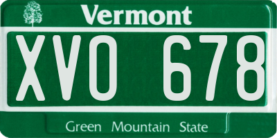VT license plate XVO678